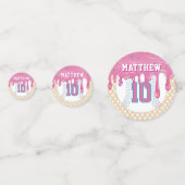 Pink & Blue Baseball Drip Konfetti (Rückseiten)