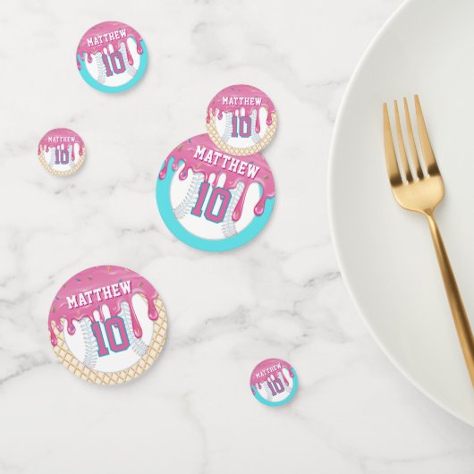 Pink & Blue Baseball Drip Konfetti (Gruppe)