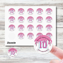 Pink & Blue Baseball Drip Runder Aufkleber