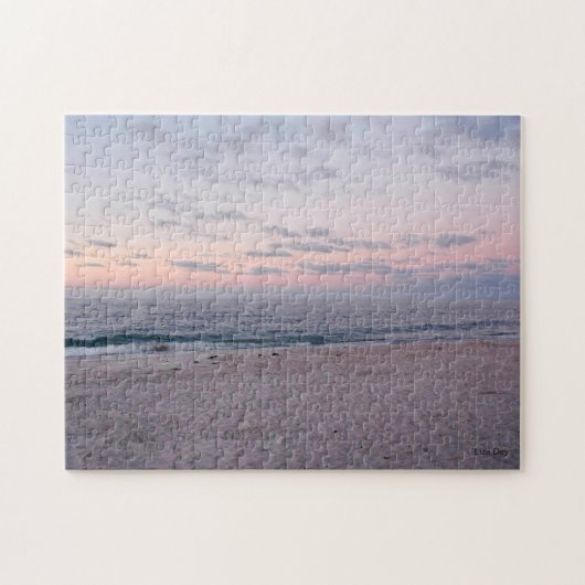 "Pink & Blue Beach at Dawn" Jigsaw Puzzle (Horizontal)