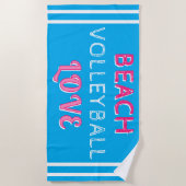 Pink Blue Beach Volleyball Love Strandtuch (Vorderseite)