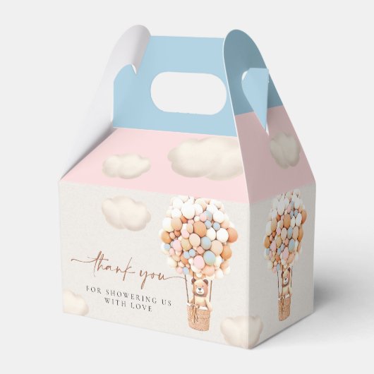 Pink & Blue Bear Balloons Gefallen Box Geschenkschachtel (Vorderseite)