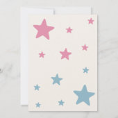 Pink Blue Beige Bärenballon & Stars Gender Reveal Einladung (Rückseite)