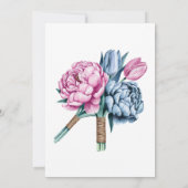 Pink & Blue Blooms Bouquet Brunch und Bubbly Einladung (Rückseite)