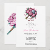 Pink & Blue Blooms Bouquet Junggeselinnen-Abschied Einladung (Vorne/Hinten)