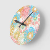 Pink Blue Blume Wall Clock Runde Wanduhr (Winkel)