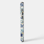 Pink Blue Blumen Weiß Blüten, individuell einstell iPhone Hülle (Linke Seite)