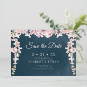 Pink & Blue Boho Starry Night Sky Handfasts Save The Date (Stehend Vorderseite)