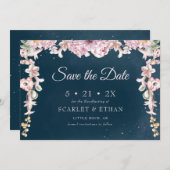 Pink & Blue Boho Starry Night Sky Handfasts Save The Date (Vorne/Hinten)