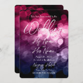 Pink Blue Bokeh - Erstellen Sie Ihre eigene Hochze Einladung (Vorne/Hinten)