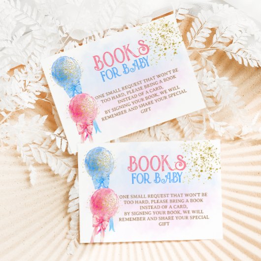 Pink Blue Books for Baby Gender Reveal Dusche Begleitkarte