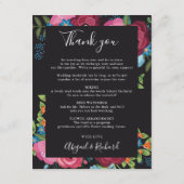 Pink & Blue Bouquets Black Wedding Tour Begleitkarte (Rückseite)