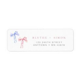 Pink Blue Bow Address Label Gender Reveal Coquette