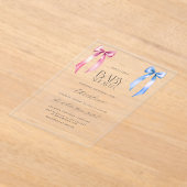 Pink Blue Bow Gender Neutral Baby Dusche Acryleinladungen (Ablage )