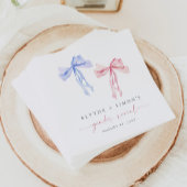 Pink Blue Bow Gender Paper Napkins Coquette Serviette