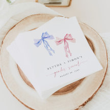 Pink Blue Bow Gender Paper Napkins Coquette