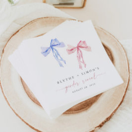 Pink Blue Bow Gender Paper Napkins Coquette Serviette