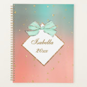 Pink & Blue Bow Personalized Planner Planer (Vorderseite)