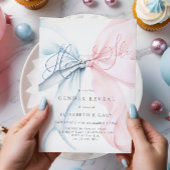 Pink & Blue Bows Gender Reveal Invitation Einladung