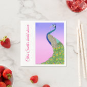 Pink Blue Brautparty Peacock Theme Serviette (Beispiel)