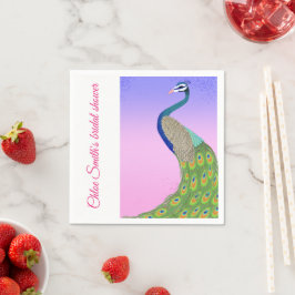 Pink Blue Brautparty Peacock Theme Serviette
