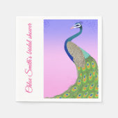 Pink Blue Brautparty Peacock Theme Serviette (Vorderseite)