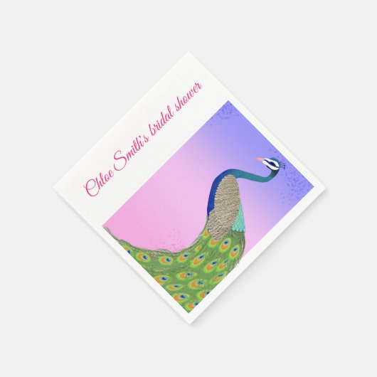 Pink Blue Brautparty Peacock Theme Serviette (Ecke)