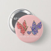 Pink & Blue Bride & Groom Schmetterlinge so Niedli Button (Vorne & Hinten)