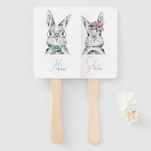 Pink Blue Bunnies Gender Reveal Fächer (Vorne und Hinten)