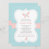 Pink & Blue Butterfly Baby Girl Dusche Einladung (Vorne/Hinten)