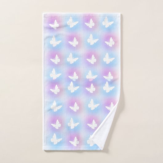 "Pink & Blue" Butterfly Bath Towell Set (Handtuch)