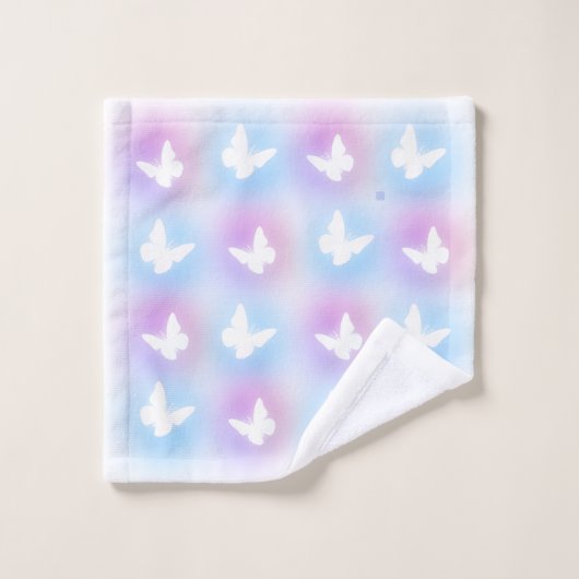 "Pink & Blue" Butterfly Bath Towell Set (Waschlappen)