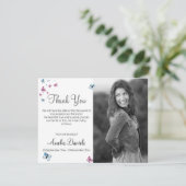 Pink Blue Butterfly Foto im Speicher Danke Karte (Stehend Vorderseite)