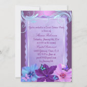 Pink & Blue Butterfly Garden Sweet 16 Invite Einladung (Rückseite)