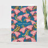 Pink & Blue Butterfly Happy Birthday Card Karte (Vorderseite)