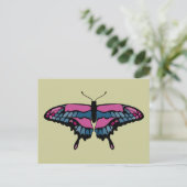 Pink & Blue Butterfly Postkarte (Stehend Vorderseite)