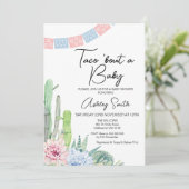Pink Blue Cactus Taco über eine Baby-Dusche Einladung (Stehend Vorderseite)