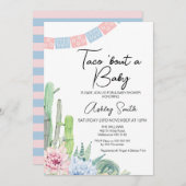 Pink Blue Cactus Taco über eine Baby-Dusche Einladung (Vorne/Hinten)