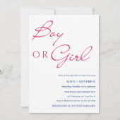 Pink Blue Calligraphy Boy or Girl Gender Reveal Einladung (Vorderseite)
