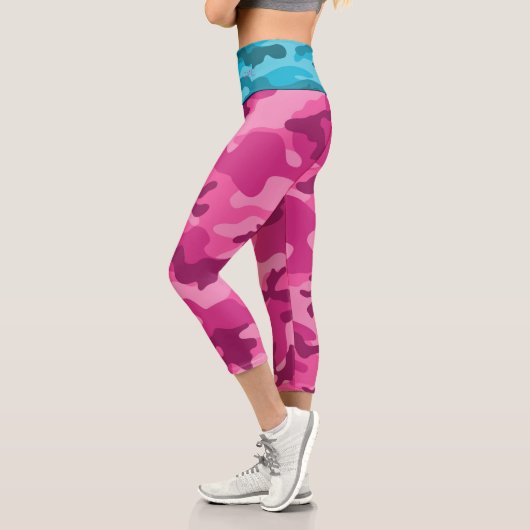 Pink Blue Camouflage INITIALS für ihren bunten Spa Capri Leggings (Links)