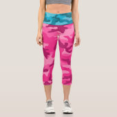 Pink Blue Camouflage INITIALS für ihren bunten Spa Capri Leggings (Vorderseite)