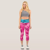 Pink Blue Camouflage INITIALS für ihren bunten Spa Capri Leggings (Vorderseite)