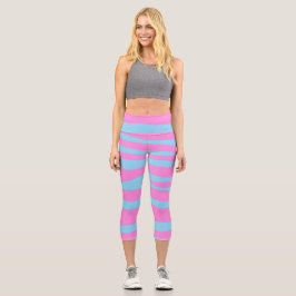 Pink Blue Capri Leggings