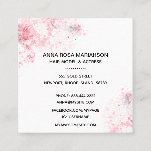 *~* Pink Blue Chair Model Actress Stars FOTO Quadratische Visitenkarte (Rückseite)