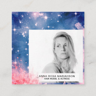*~* Pink Blue Chair Model Actress Stars FOTO Quadratische Visitenkarte