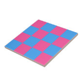 Pink Blue Checkered Karo Pattern Fliese (Seite)