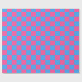 Pink Blue Checkered Karo Pattern Geschenkpapier (Flach)
