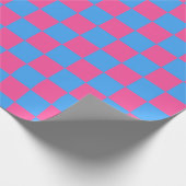 Pink Blue Checkered Karo Pattern Geschenkpapier (Ecke)