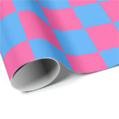 Pink Blue Checkered Karo Pattern Geschenkpapier (Rolleneckpunkt)