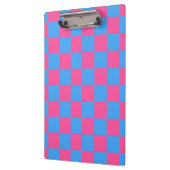Pink Blue Checkered Karo Pattern Klemmbrett (Links)